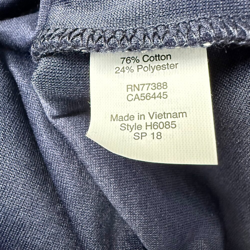 J Crew Factory M Solid Ruffle Sleeve Shift Dress Navy Blue Textured Cotton Blend - Picture 8 of 12